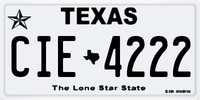 TX license plate CIE4222