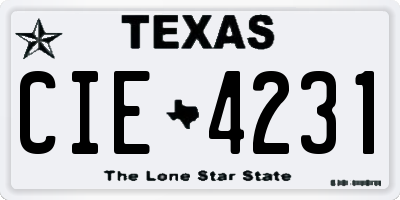 TX license plate CIE4231