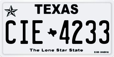 TX license plate CIE4233