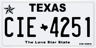 TX license plate CIE4251