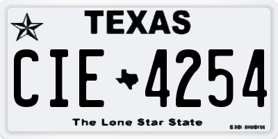 TX license plate CIE4254