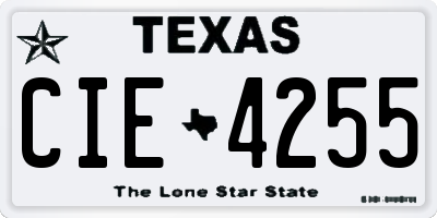 TX license plate CIE4255