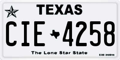 TX license plate CIE4258