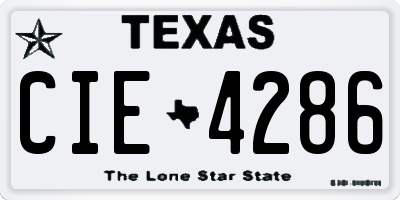 TX license plate CIE4286