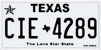 TX license plate CIE4289
