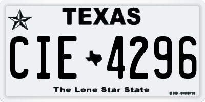 TX license plate CIE4296