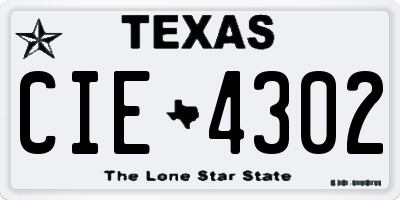TX license plate CIE4302