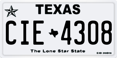 TX license plate CIE4308