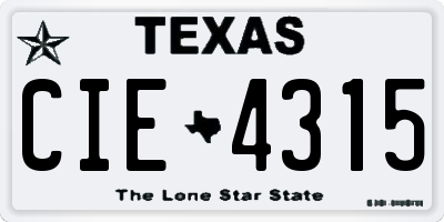 TX license plate CIE4315
