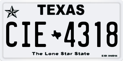 TX license plate CIE4318