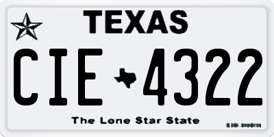 TX license plate CIE4322