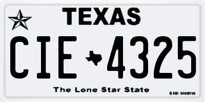 TX license plate CIE4325