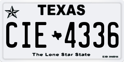 TX license plate CIE4336