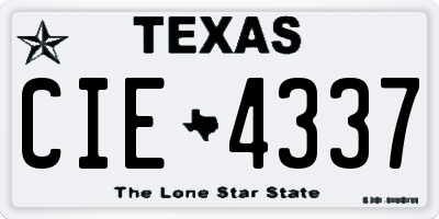 TX license plate CIE4337