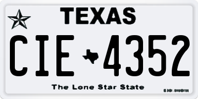TX license plate CIE4352