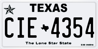 TX license plate CIE4354