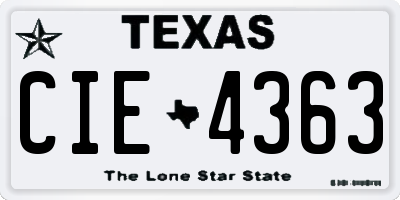 TX license plate CIE4363