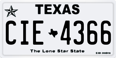 TX license plate CIE4366