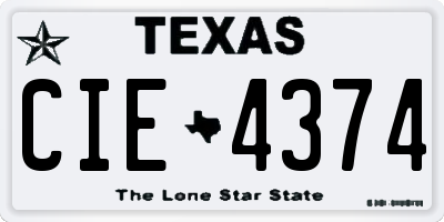TX license plate CIE4374