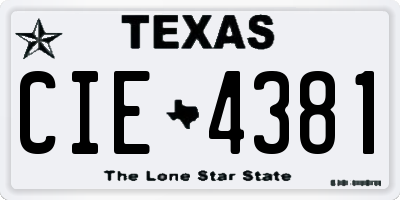 TX license plate CIE4381