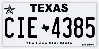 TX license plate CIE4385