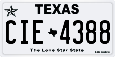 TX license plate CIE4388