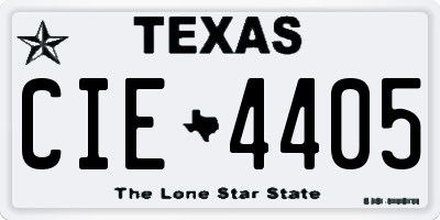 TX license plate CIE4405