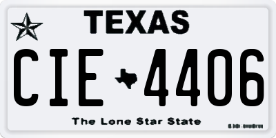 TX license plate CIE4406