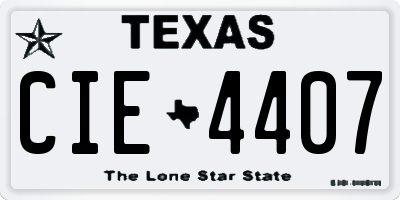 TX license plate CIE4407