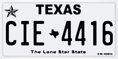 TX license plate CIE4416