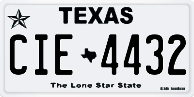 TX license plate CIE4432