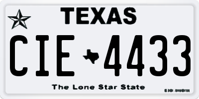TX license plate CIE4433