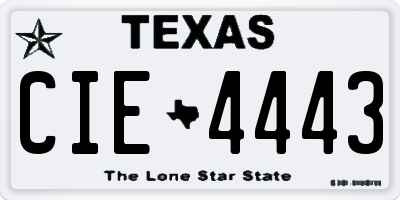 TX license plate CIE4443
