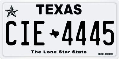 TX license plate CIE4445