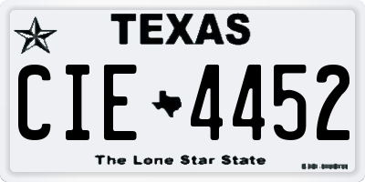 TX license plate CIE4452