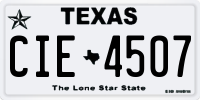 TX license plate CIE4507
