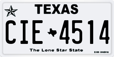 TX license plate CIE4514
