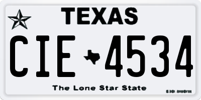 TX license plate CIE4534