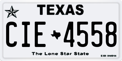TX license plate CIE4558