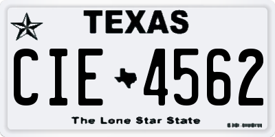 TX license plate CIE4562