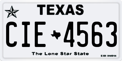 TX license plate CIE4563