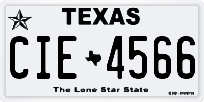 TX license plate CIE4566