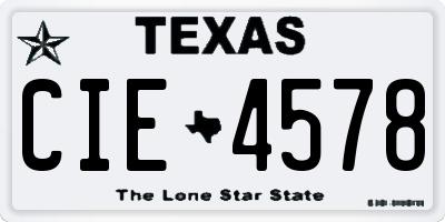 TX license plate CIE4578