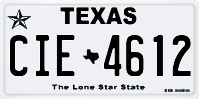 TX license plate CIE4612