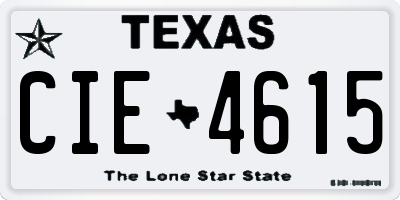 TX license plate CIE4615