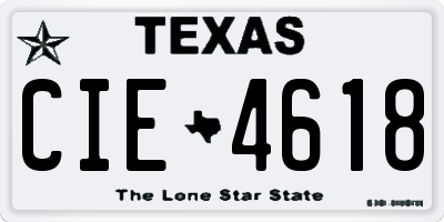 TX license plate CIE4618