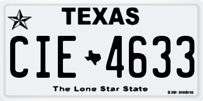 TX license plate CIE4633