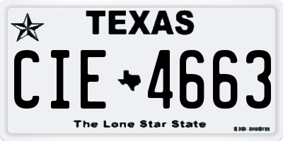 TX license plate CIE4663