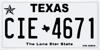 TX license plate CIE4671