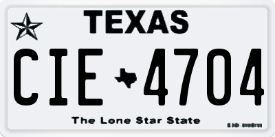 TX license plate CIE4704